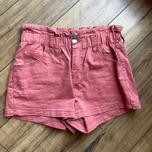 Salmon paper bag shorts